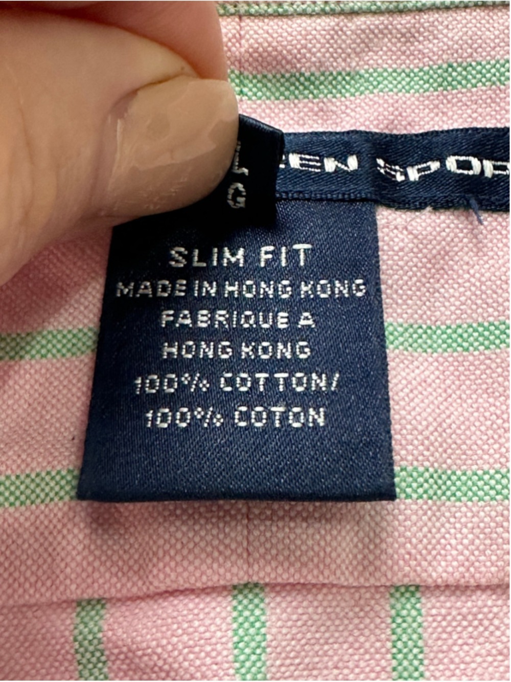 Vintage Ralph Lauren Sport Women’s Pink Green Stripe Oxford Shirt Hong Kong Slim - Picture 8 of 12